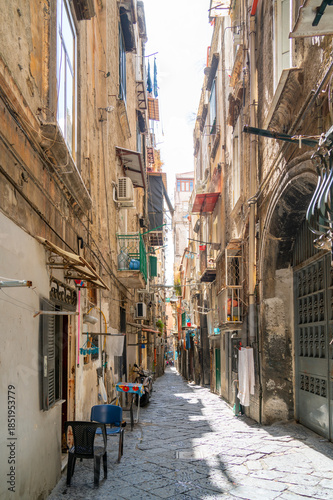 Small alley in the city center of Naples, Italy
