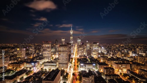 Wallpaper Mural Panoramic cityscape at dusk with skyscrapers and illuminated streets Torontodigital.ca