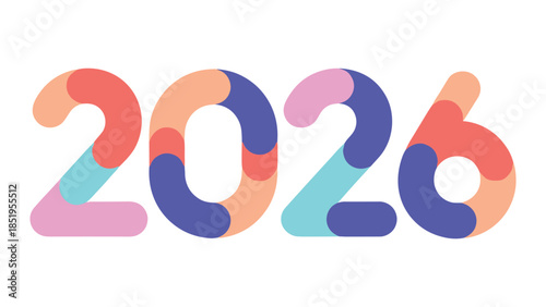 Colorful 2026 typography design element