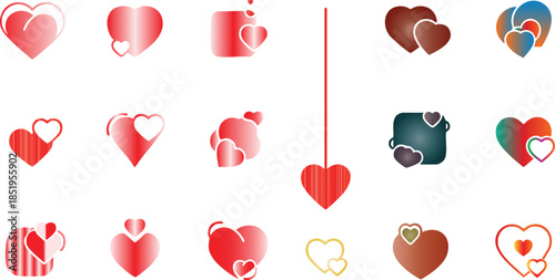 Set of cards for Valentine's Day. Modern abstract design with hearts. Design of advertising templates, banners, covers, labels, posters, flyers.