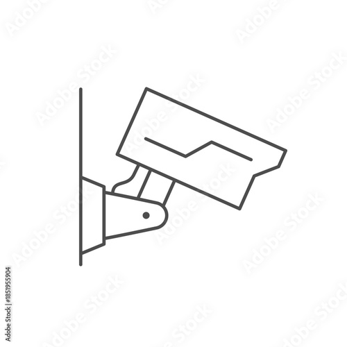 Outdoor CCTV camera line icon isolated on white. Vector illustration
