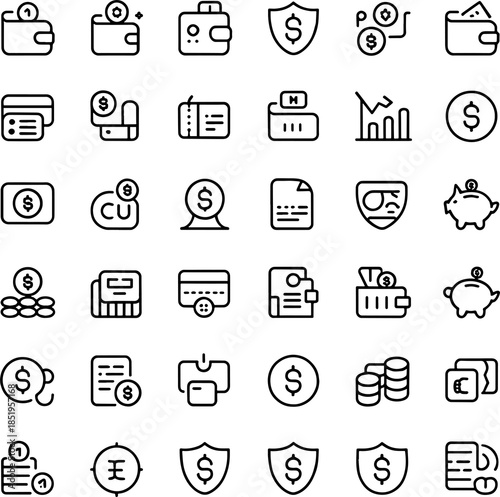 Business Finance Line Icons Set Simple Vector UI Collection