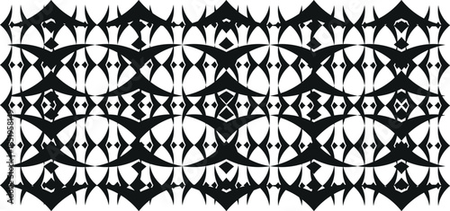 Intricate black pattern with interconnected shapes