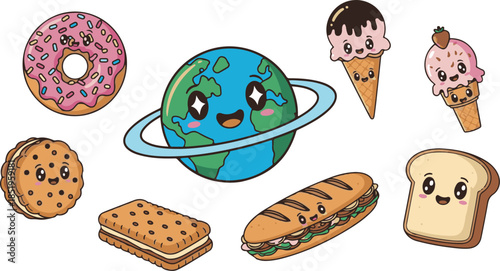 Whimsical Food Items and Planet Earth