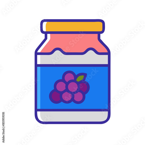 Grape jam jar icon with sweet fruit label design