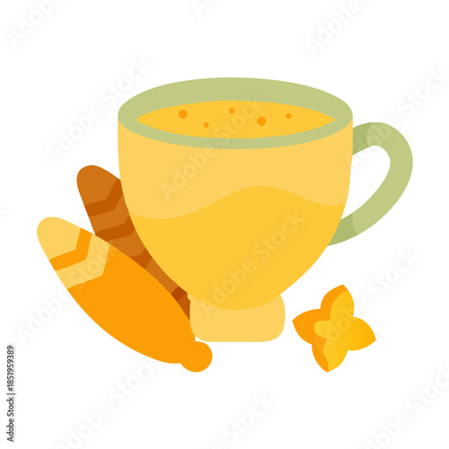 Golden milk flat design icon isolated on white background