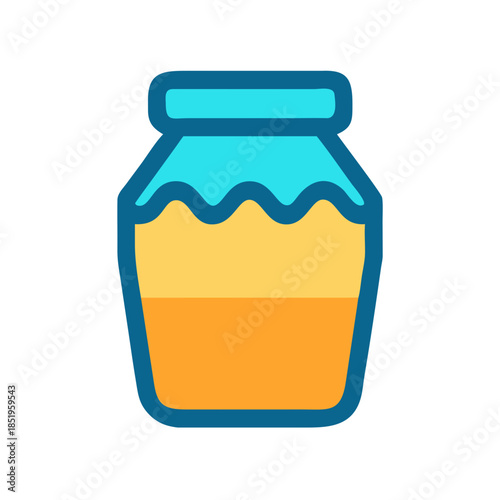 Stylized Jar of Honey with Blue Lid Design