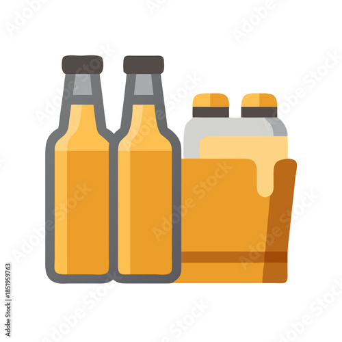 Bottles and six pack graphic icon on white background