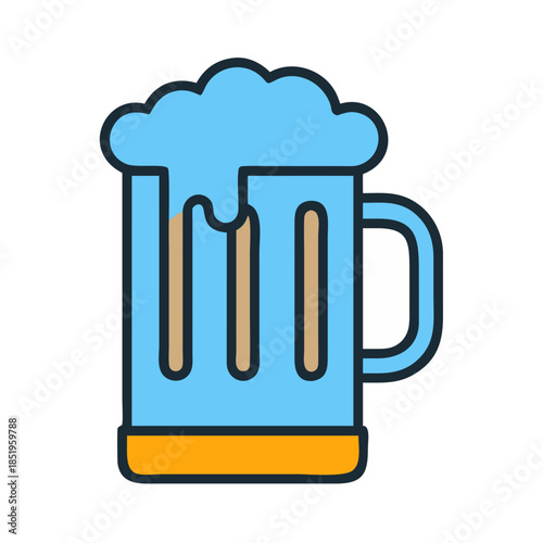 Stylized illustration of a beer mug with frothy head