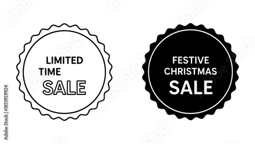 Round Sale Badges: Limited Time and Festive Christmas Promotion Graphics