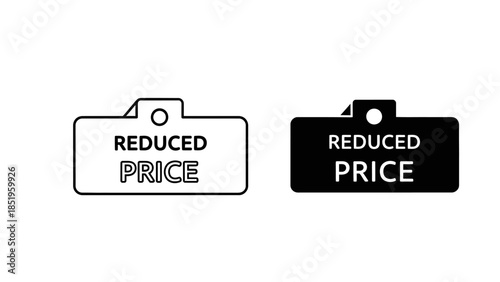 Outline and Solid Style Price Tag Icons on White