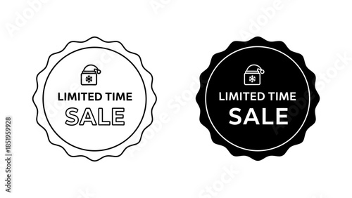Festive Sale Badges with Santa Hat and Snowflake Icons