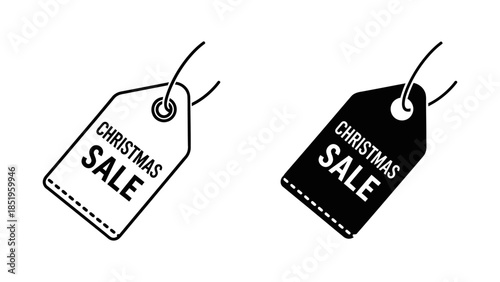 Black and White Christmas Sale Tag Icons