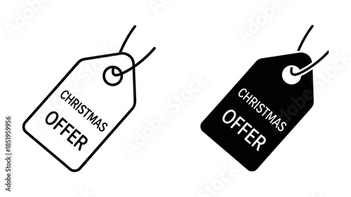 Black and White Price Tags with Christmas Offer Text