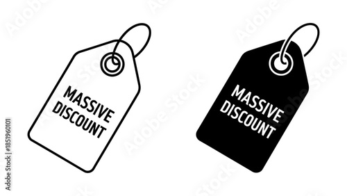 Black and White Price Tag Icons with Text