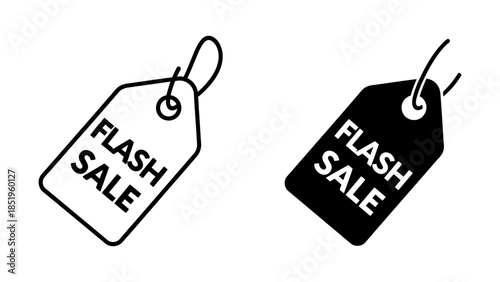 Outline and Solid Tag Icons for Flash Sale Promotion