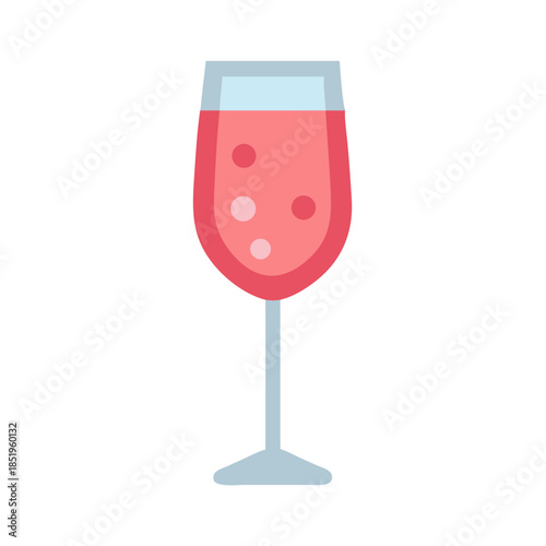 Flat design sparkling wine glass on a white background