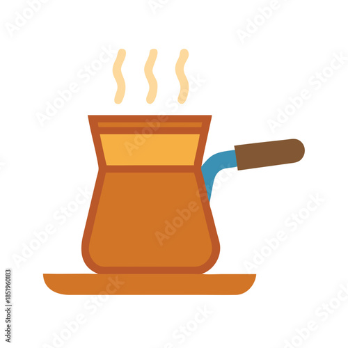 Traditional coffee pot flat illustration with steam