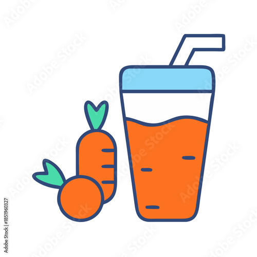 Fresh carrot juice illustration on white for marketing uses