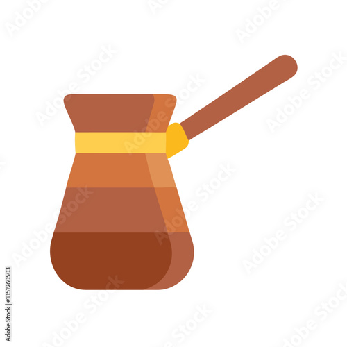 Minimalist flat illustration of a traditional Turkish coffee pot