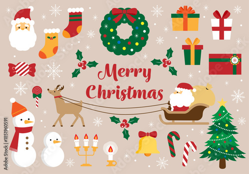かわいいクリスマスのイラスト素材セット