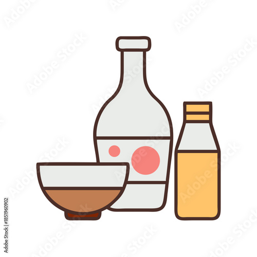 Minimalist food and drink still life on white background