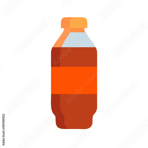 Minimalistic Flat Design Illustration of a Brown Liquid Bottle