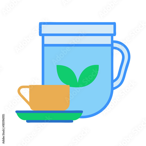 Stylized teacup and mug set illustration for healthy beverage