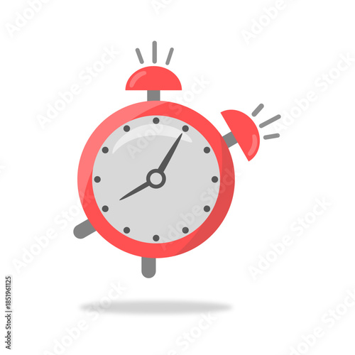 Alarm clock icon isolated on white background, simple flat symbol for wake up, reminder, schedule, deadline, time management, and daily routine concepts.