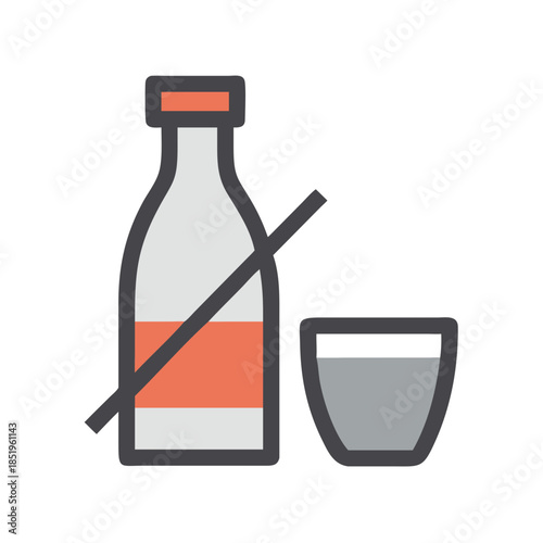 No alcohol symbol: bottle, glass, and cancellation mark