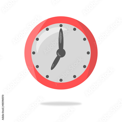 Clock icon isolated on white background, simple flat time symbol for schedule, deadline, reminder, alarm, productivity, and time management concepts.