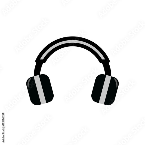 Headphone icon isolated on white background, clean flat audio symbol for music, sound, podcast, listening, entertainment, and multimedia app concepts.