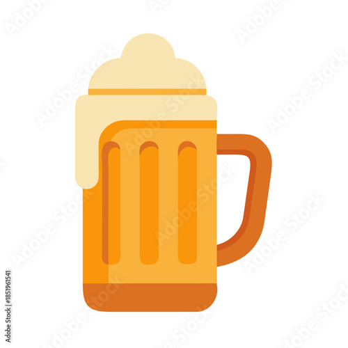 Stylized beer mug with foam against a white background