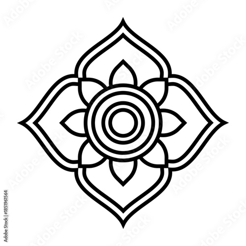 traditional geometric flower pattern icon symbol for decoration flat design