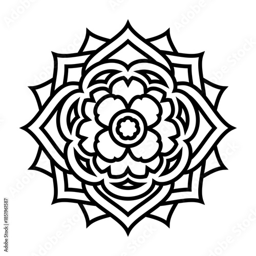 tradition oriental religious flower pattern icon symbol outline