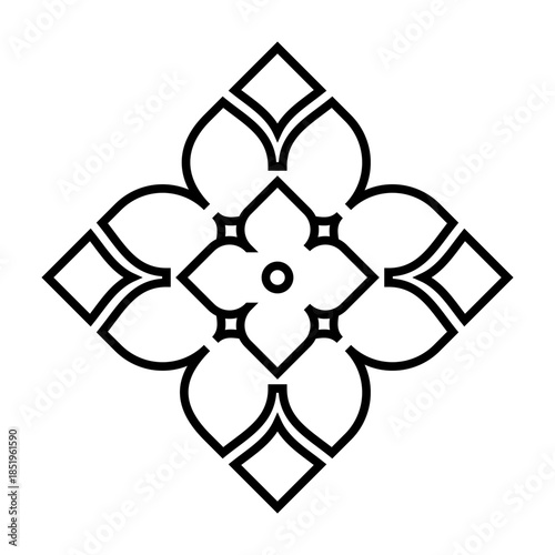 traditional geometric pattern icon symbol for decoration outline design