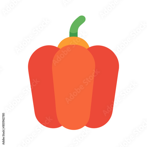 Flat design style graphic of single orange bell pepper