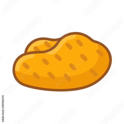 Single potato chip graphic on white background close up