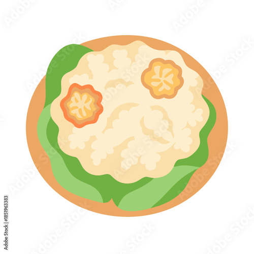 Stylized cauliflower dish on plate with vibrant color accents