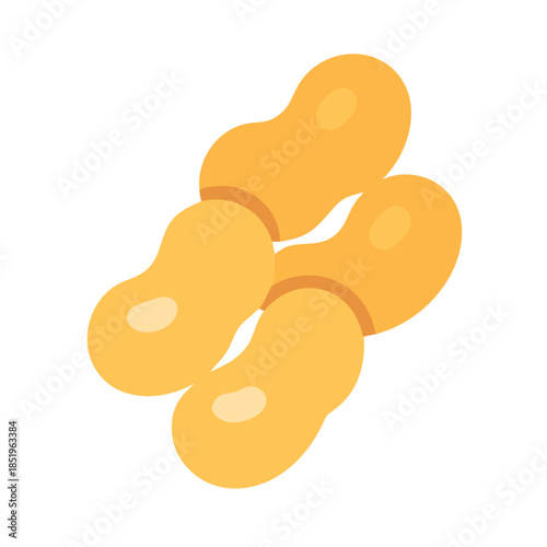 Group of flat design soybeans on a white background