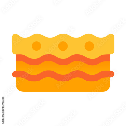 Cartoon lasagna illustration icon on white background studio shot