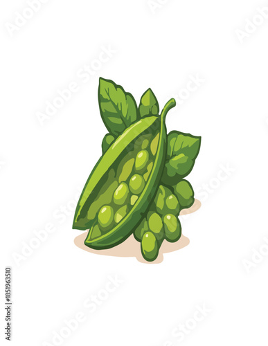 green peas on white background