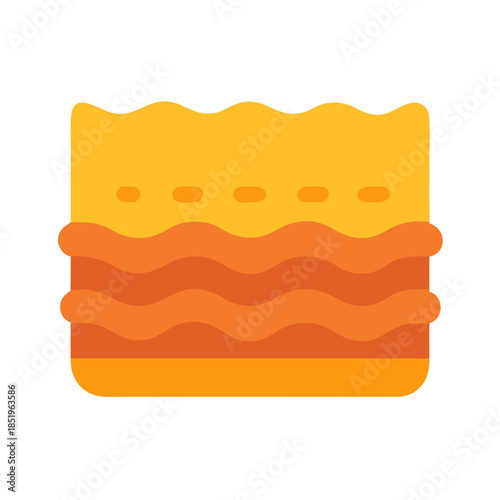 Delicious golden lasagna icon in flat design style format