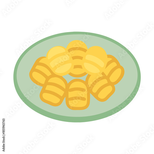 Gnocchi pasta dish on a light green plate