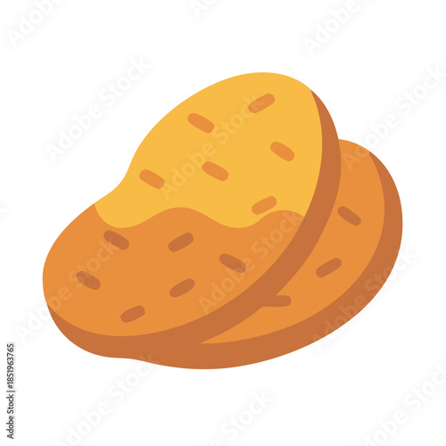 Two potatoes with dimples isolated on a white background