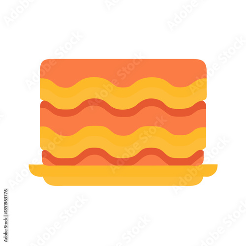 Flat design lasagna stack with orange and yellow layers