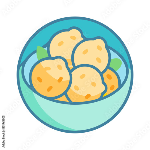 Vector illustration of delicious falafel balls in bowl