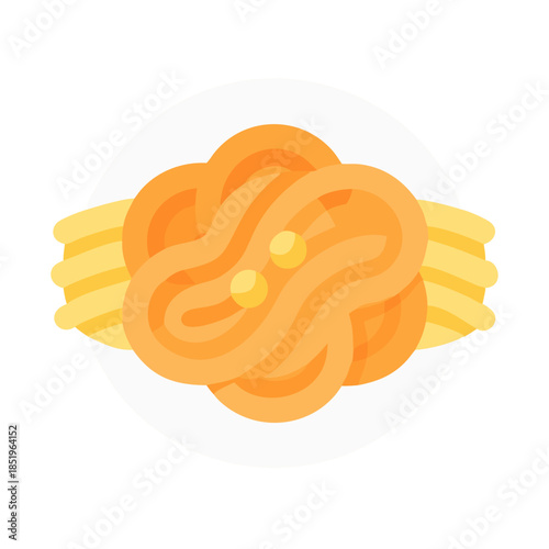 Stylized dish of spaghetti on a white plate icon