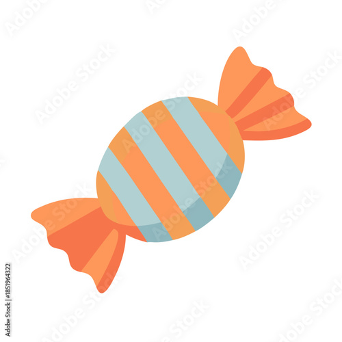 Wrapped candy illustration with stripes on a white background