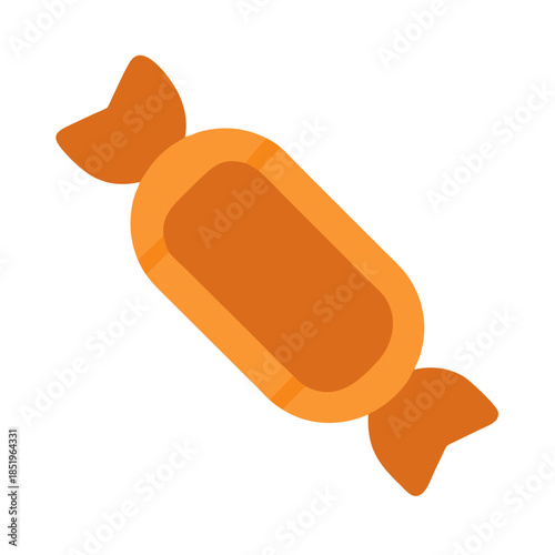 Orange wrapped candy on white background in flat design